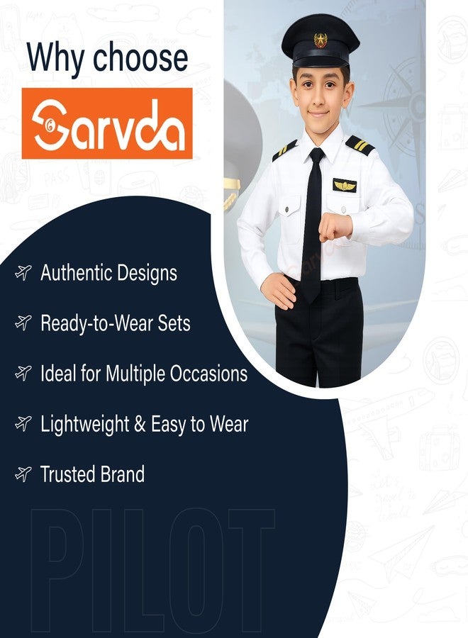 Sarvda Kids Pilot Costume for Boys and Girls- Includes Shirt, Trousers, Tie, and Cap | Fancy Dress Outfit for School Events, Independence Day, Republic Day & Role Play - Image 5